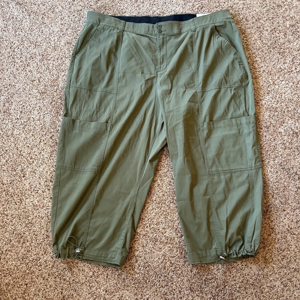 NWT! Lane Bryant Jogger CapriPants Women's Size 24 Olive Green Mid-Rise Stretch - Picture 2 of 16